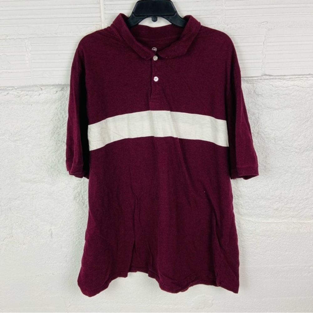 HB cotton Burgundy Polo Shirt with White Stripe size 4XL
